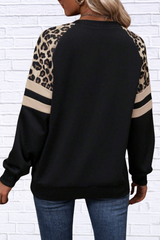 Leopard Round Neck Raglan Sleeve Sweatshirt