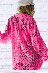 Oversize Button Up Long Sleeve Lace Shacket
