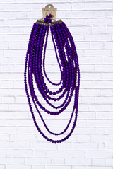 Lavender Layered Beaded Necklace & Earring Set – Statement Fashion Jewelry