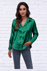 Collared Neck Buttoned Long Sleeve Shirt