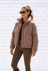 Pol Cozy Zip-Up High Collar Fleece Jacket