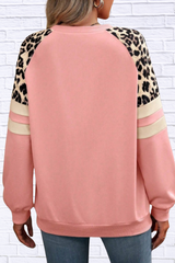 Leopard Round Neck Raglan Sleeve Sweatshirt