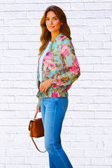 Demi Lola Jacket i Tangerine / Turquoise / Animal and Floral