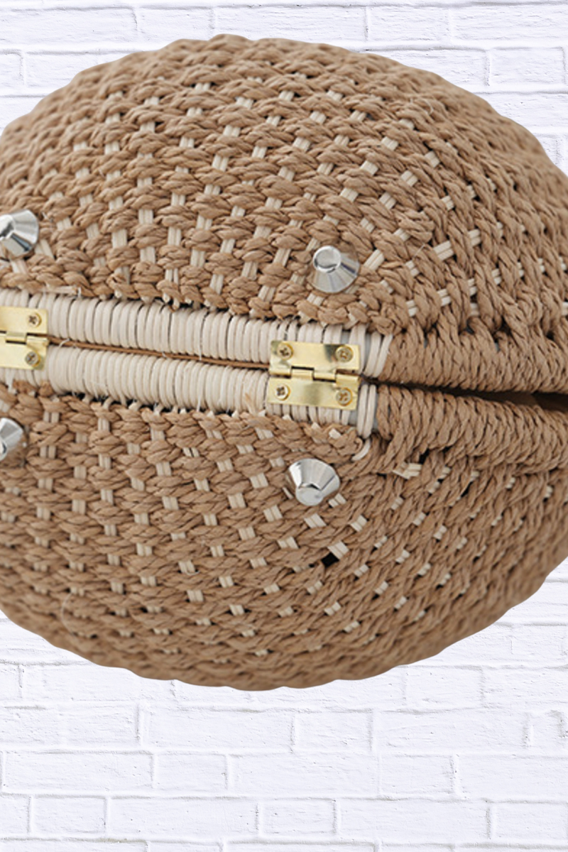 Straw Braided Round Handbag