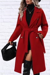 Double-Breasted Tie Waist Coat