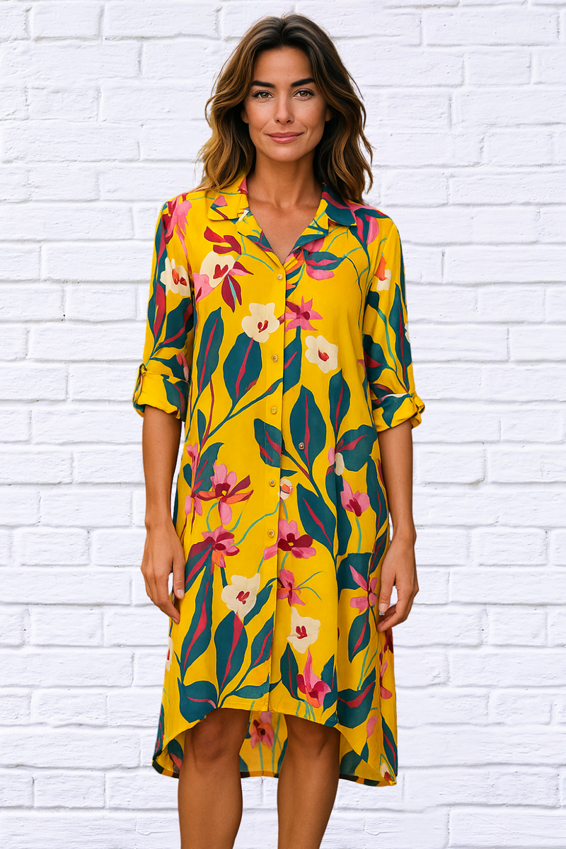 Melinda Floral Yellow Dress