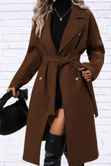 Double-Breasted Tie Waist Coat