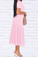 Textured Knit Short Sleeve Dress