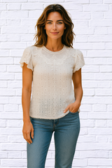 Summer Lace Crew Neck Blouse