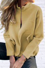 Full Size Textured Knit Zip Up Outerwear Plus Size