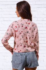 SO ME Floral Print Button Front Sweater Cardigan Top