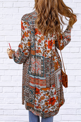 Printed Button Up Long Sleeve Top