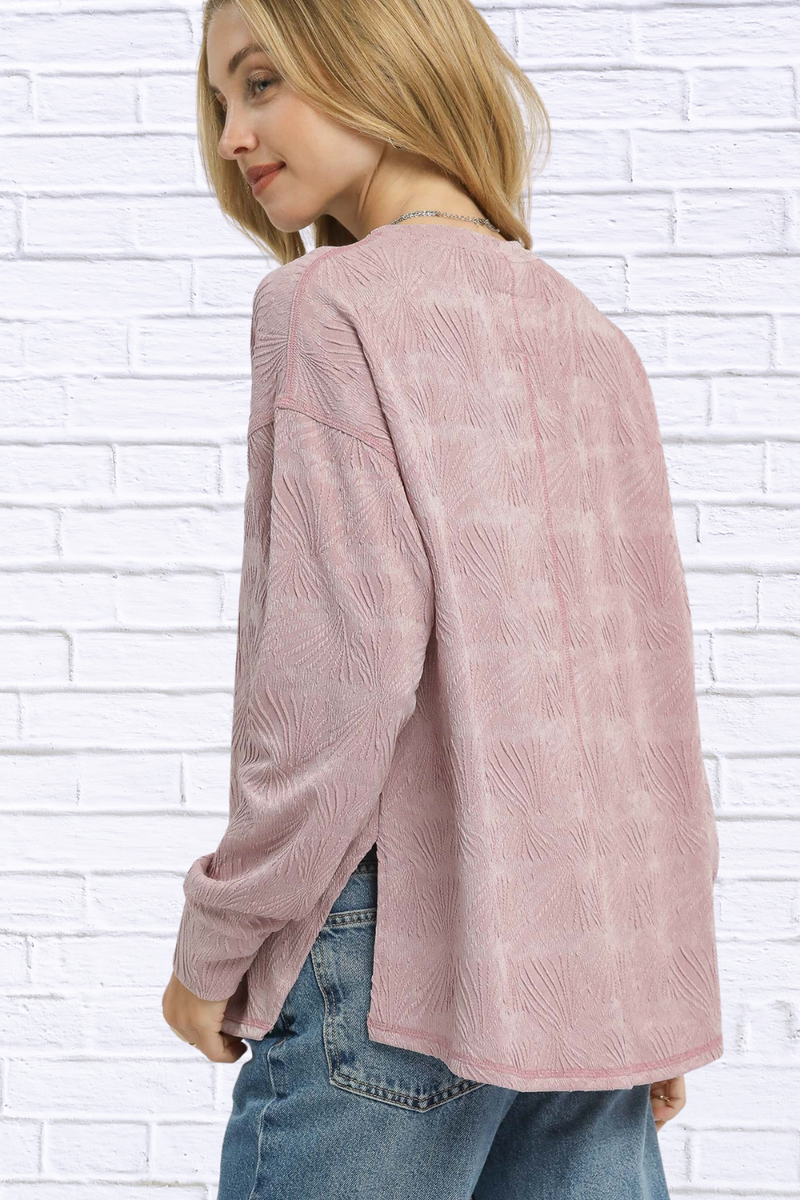 Umgee Textured Knit Long Sleeve Top