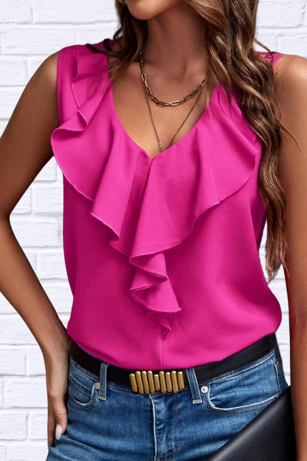 Jamie Ruffled V-Neck Tank