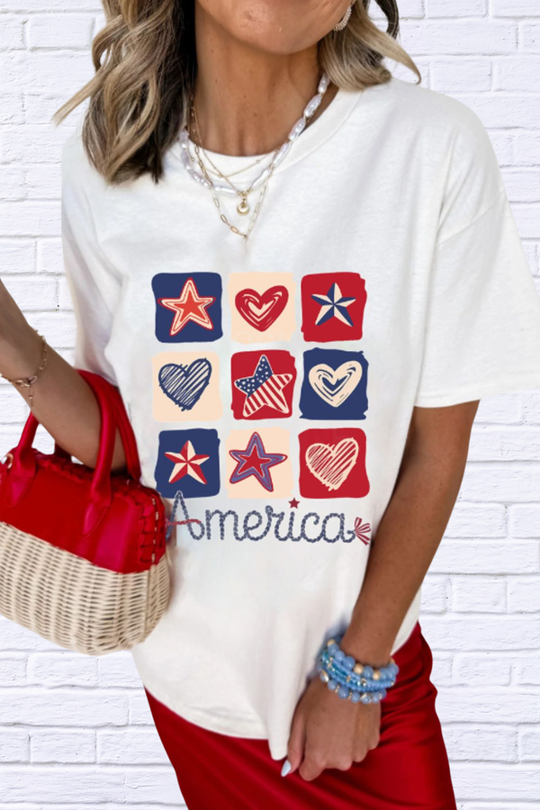American Heart Star Checkered Graphic Tee