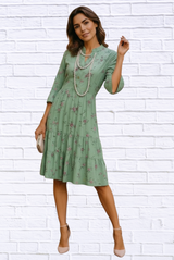 BabyDoll Dress - Pale Green and Pink Floral