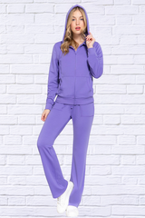 Active Basic French Terry Zip Up Hoodie and Drawstring Pants Set