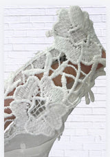 Lace Trimmed Swiss Dot Shirt