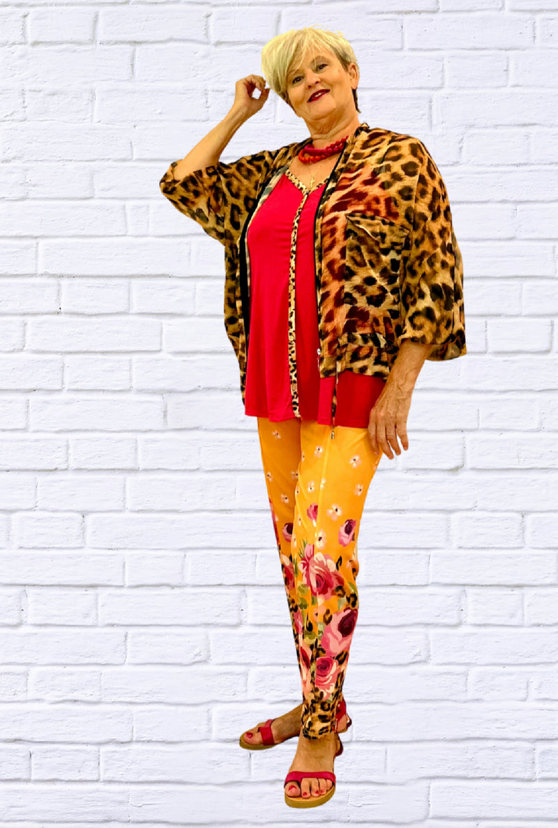 Demi Lola Jacket i Tangerine / Turquoise / Animal and Floral