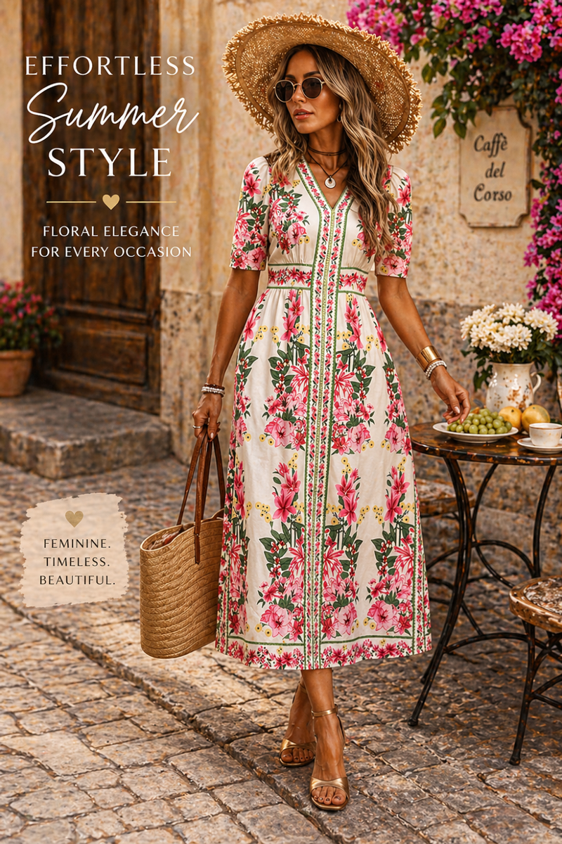 feminine midi dresses Floral Print V-Neck Dress Old Navy powersoft half Size:0-6M The Isadora Midi Dress YGroup_havenminidress
