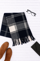 Oversized Flannel Tassel Scarf