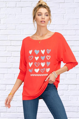 Women's Red Full Size Heart Graphic Long Sleeve T-Shirt