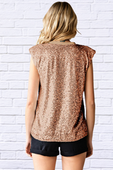 Sequin Round Neck Capped Sleeve Tank