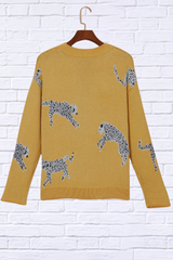 Animal Element Round Neck Dropped Shoulder Sweater