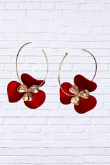 White Petal & Gold Bloom Hoop Earrings