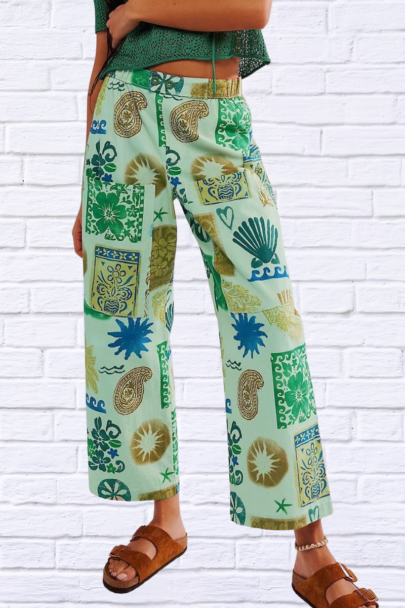 Printed Wide Leg Pants