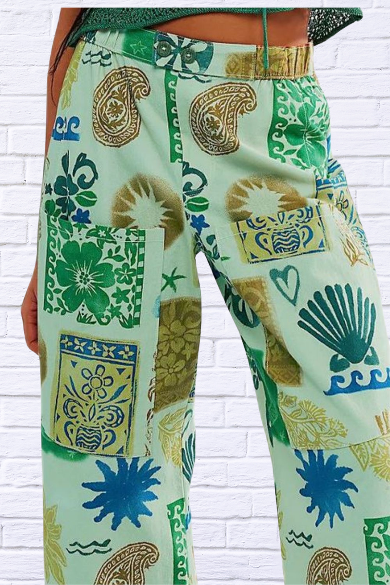 Printed Wide Leg Pants