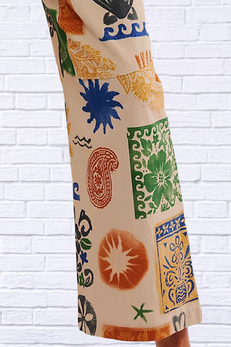 Printed Wide Leg Pants