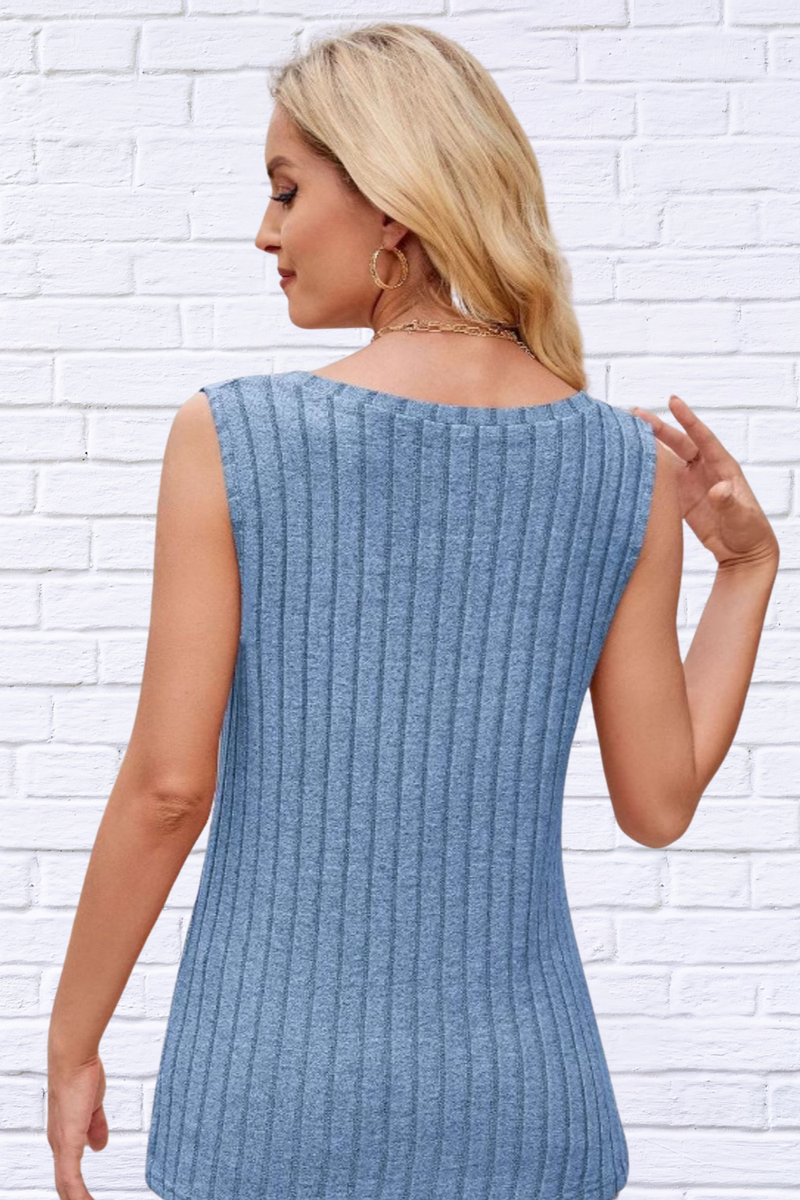 Ribbed Round Neck Tank