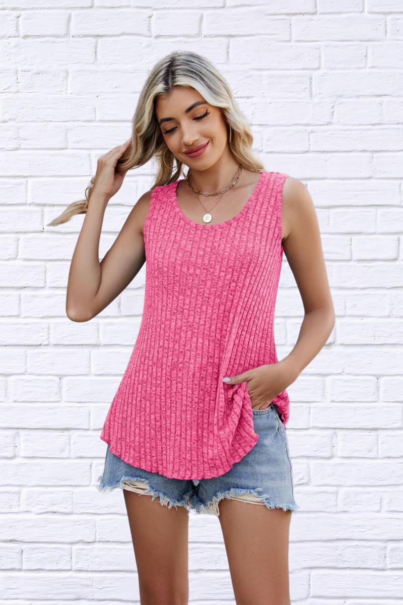 Ribbed Round Neck Tank