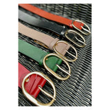 100% Genuine Leather basic belt, with detail gold buckle  Colours availableone in each colour  Blk /Red /Mustard /Brown /Navy