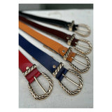 100% Genuine Leather basic belt, with detail gold buckle  Colours availableone in each colour  Blk /Red /Mustard /Brown /Navy