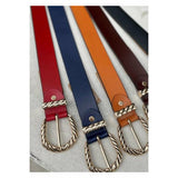 100% Genuine Leather basic belt, with detail gold buckle  Colours availableone in each colour  Blk /Red /Mustard /Brown /Navy