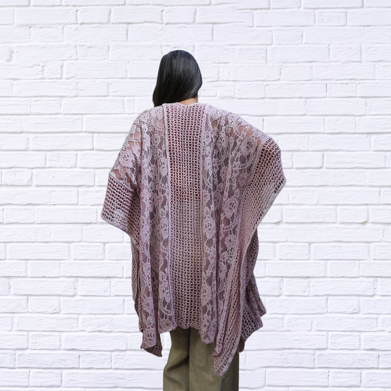 Floral Lace Textured Kimono