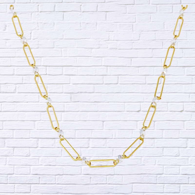 Crystal Linked Chain Necklace - | Diva USA