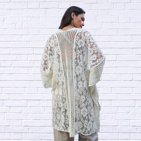 Floral Lace Textured Kimono