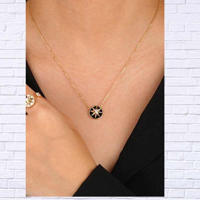 Round Star Pendant Necklace - Cubic Zirconia Jewelry | Diva USA