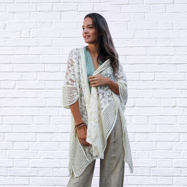 Floral Lace Textured Kimono