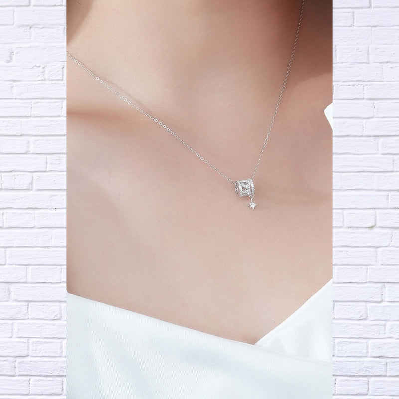 Rely On Fate Cubic Zirconia Pendant Necklace - Modern, Minimalist, Classy, and Stylish Design
