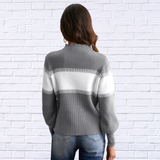 Two-tone Lantern Sleeve Pullover Sweater