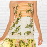 Jamie Floral Summer Dress - Soft Melon White Yellow and Light Blue Floral Print
