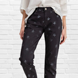 Star Printed Denim Jeans - Black and white Star Print