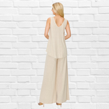 Sea Shores Solid Jersey V Neck Tank Top and Loose Fit Long PantsSet