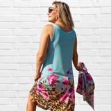 Denny Midi Shift Round Neck Sleeveless Dress