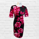 Cerise and Black Floral Dress