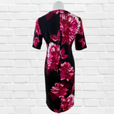 Cerise and Black Floral Dress